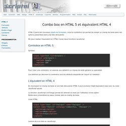 Combo box en HTML 5 et équivalent HTML 4