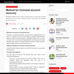 Method for Comcast account recovery