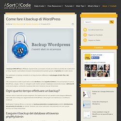 Come fare il backup di Wordpress - A Sort of Code