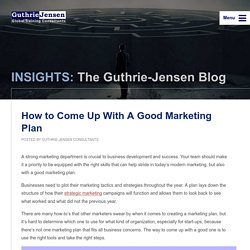 How to Come Up With A Good Marketing Plan