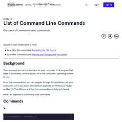 List of command line commands