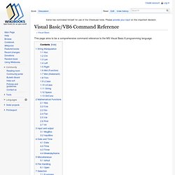 Visual Basic/VB6 Command Reference