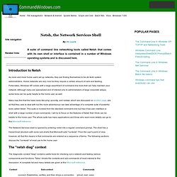 The Command-Line in Windows XP: Netsh, the Network Services Shell