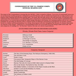 COMMANDANT OF THE U.S. MARINE CORPS OFFICIAL READING LIST