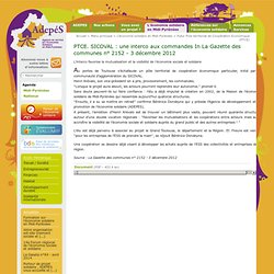 PTCE. SICOVAL : une interco aux commandes In La Gazette des communes n° 2152 - 3 décembre 2012
