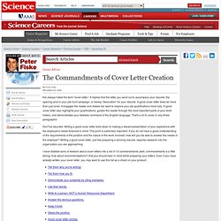 The Commandments of Cover Letter Creation