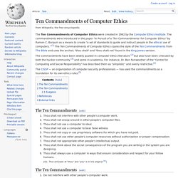 Ten Commandments of Computer Ethics