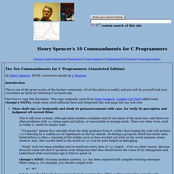 Henry Spencer's 10 Commandments for C Programmers