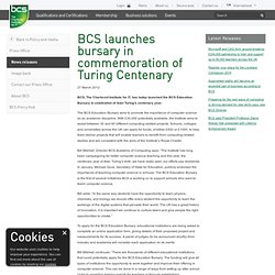 launches bursary in commemoration of Turing Centenary