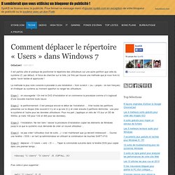 Déplacer le répertoire “Users” dans Windows 7