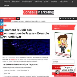 Comment réussir son communiqué de Presse – Exemple N°1 Unikity.fr