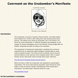 Comment on the Unabomber's Manifesto