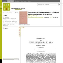 Commentaire du Codex mexicanus n° 23-24 de la Bibliothèque Nationale de Paris