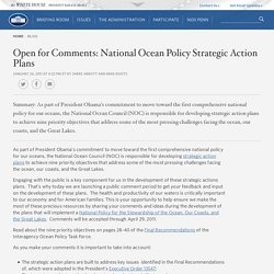 Open for Comments: National Ocean Policy Strategic Action Plans