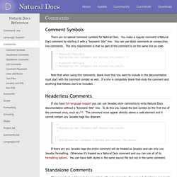 Comments - Natural Docs