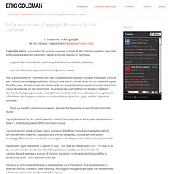 E-Commerce and Copyright Handout by Eric Goldman