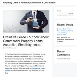 Exclusive Guide To Know About Commercial Property Loans Australia