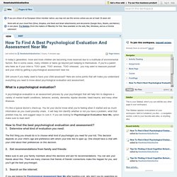 How To Find A Best Psychological Evaluation And Assessment Near Me?