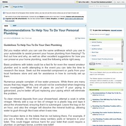 Recommendations To Help You To Do Your Personal Plumbing