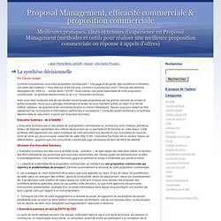 Proposal Management, efficacité commerciale & proposition commerciale: La synthèse décisionnelle