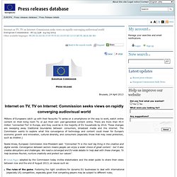 Internet on TV, TV on Internet: Commission seeks views on rapidly converging audiovisual world