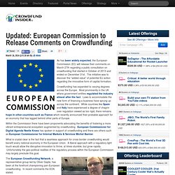 Updated: European Commission to Release Comments on Crowdfunding