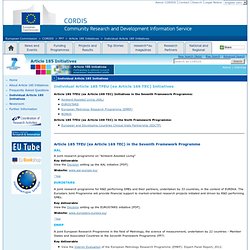 EUROSTARS Individual Article 185 Initiatives