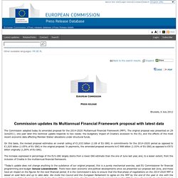 Commission updates its Multiannual Financial Framework proposal with latest data