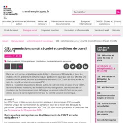 CSE : commissions santé, sécurité et conditions de travail (CSSCT)