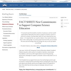 FACT SHEET: New Commitments to Support Computer Science Education