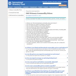 Primary Commodity Prices: Frequenly Asked Questions (FAQs)