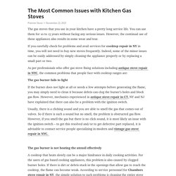 The Most Common Issues with Kitchen Gas Stoves