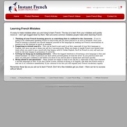 Common Mistakes When Learning French « Learn French Fast Blog