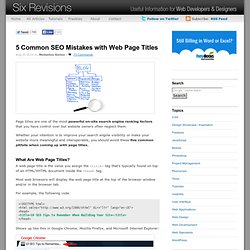 5 Common SEO Mistakes with Web Page Titles