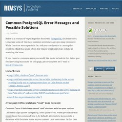 Common PostgreSQL Errors