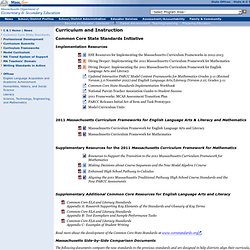 Common Core State Standards Initiative - Curriculum and Instruction