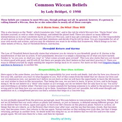 Common Wiccan Beliefs