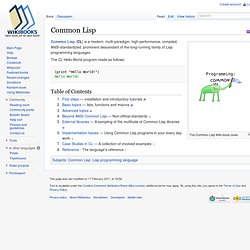 Common Lisp - Wikibooks, collection of open-content textbooks