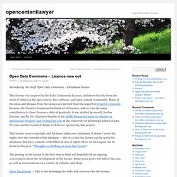 Open Data Commons - Licence now out