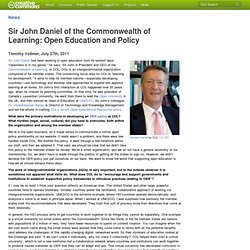 Sir John Daniel of the Commonwealth of Learning: Open Education and Policy