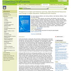 Perspectives on Open and Distance Learning: Open Educational Resources and Change in Higher Education: Reflections from Practice