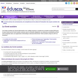 Page consacrée au livret scolaire sur Eduscol