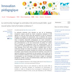 Le community manager ou animateur de communauté Web : quel nouvel acteur de la formation à distance ? - Innovation Pédagogique