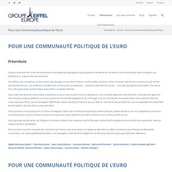 Pour une Communauté politique de l'Euro - Groupe Eiffel Europe