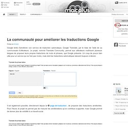 La communauté pour améliorer les traductions Google