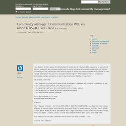 Community Manager / Communication Web en APPRENTISSAGE ou STAGE++