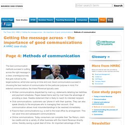 Methods of communication - Getting the message across - the importance of good communications - HMRC