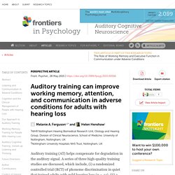 Auditory training can improve working memory, attention, and communication in adverse conditions for adults with hearing loss