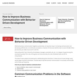 Lance Ennen - Ruby on Rails Software Developer - How to Improve Business Communication with Behavior Driven Development