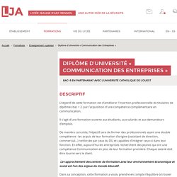 Diplôme d’Université « Communication des Entreprises » - Enseignement supérieur - Lycée Jeanne d'Arc